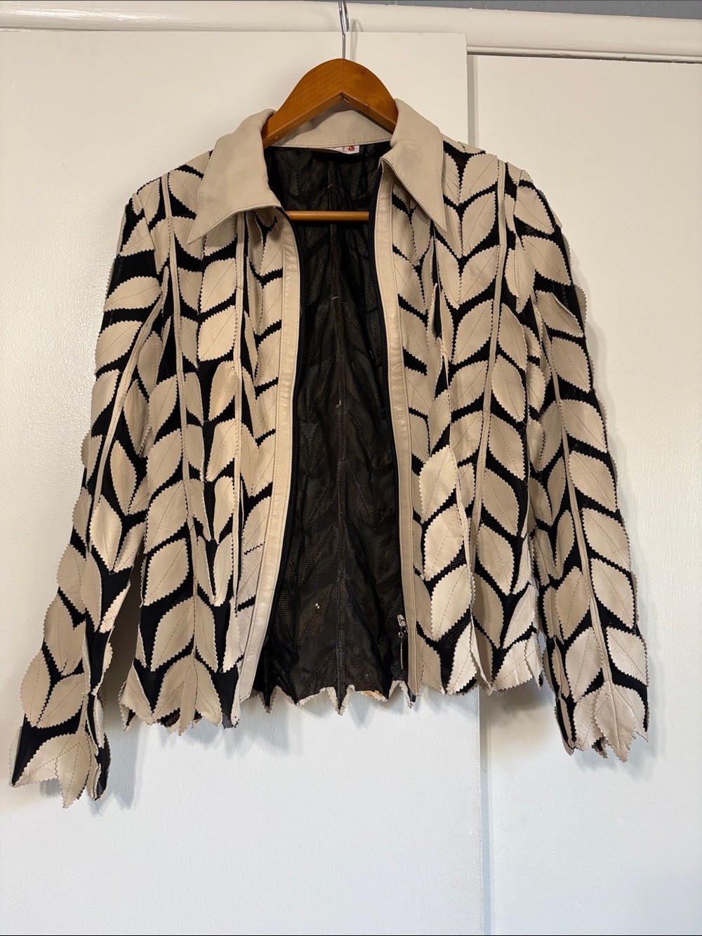 Kanar Leather Leaf Dual Tone Zip Jacket